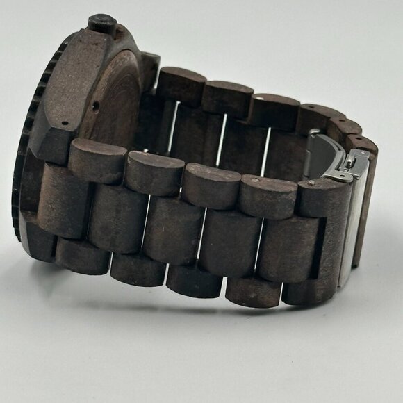 Bewell Thanatos Watch Men Dark Brown Wooden Date Window 47MM Dial New Battery - Picture 5 of 10
